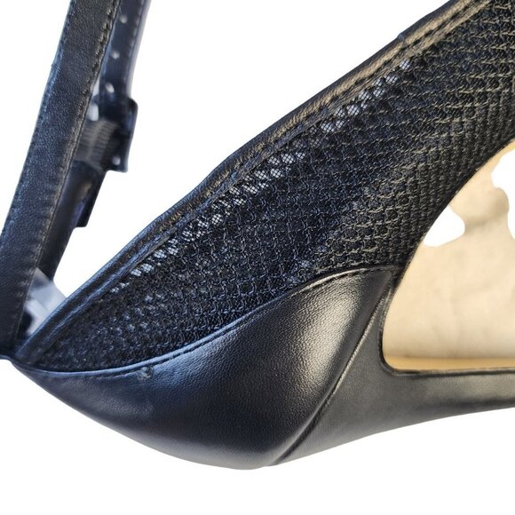BCBGeneration Cynthia Mesh Pointed Toe Ankle Strap Pump Black Leather 8.5 M - Picture 10 of 16